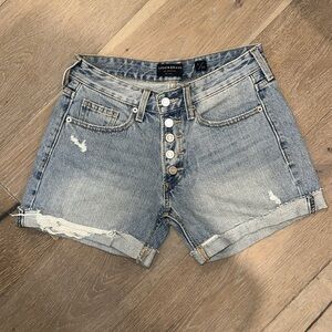 New Lucky Brand Button Fly Distressed Jean Cuff Fold Shorts size 0/25 NWOTS
